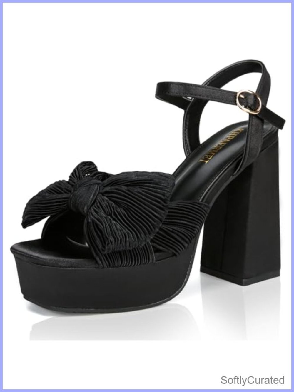 Bow Knot Platform Heels Chunky Heeled Sandals Open Toe Ankle Strap